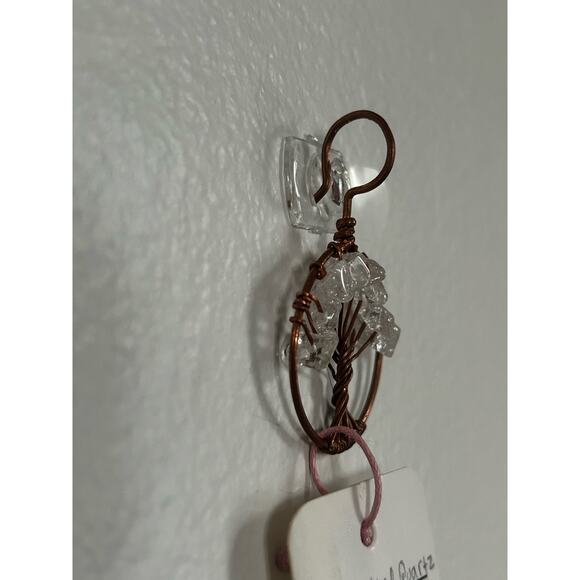 Handmade Copper and Serpentine Crystal Tree of life 3.5x2” Wall Decor - Picture 3 of 5